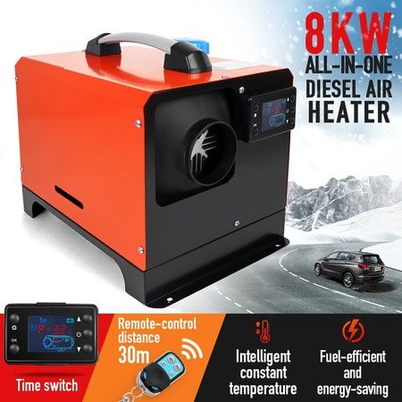 All in One 12V 8kW Diesel Air Heater Parking Heater w/ LCD Remote Control - Black & Red