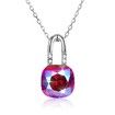 Sterling Silver Lock Crystal Pendant Necklace in Colour/Platinum Plated