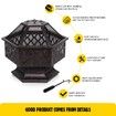 28" Polygonal Fire Pit Outdoor Fireplace Brazier Portable Patio Heater