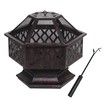 28" Polygonal Fire Pit Outdoor Fireplace Brazier Portable Patio Heater