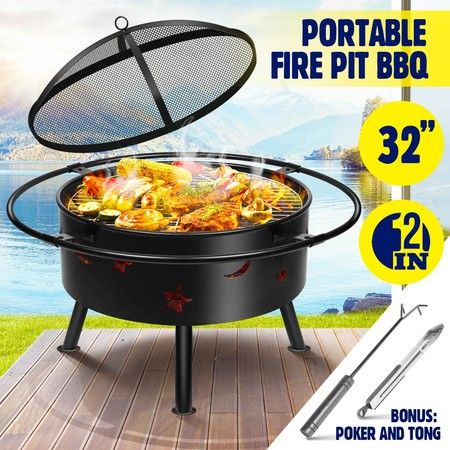 32 2 In 1 Fire Pit Bbq Grill Outdoor, Triangle Fire Pit Grill