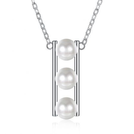 S925 Sterling Silver Necklace with 3 Pearl Pendants