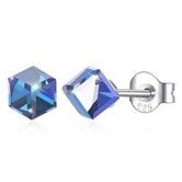 Square Stud S925 Pure Silver Earring Pale Blue/Platinum Plated