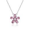 Sterling Silver Crystal Petal Necklace Pink/Platinum Plated