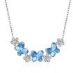 Crystal Butterfly Sterling Silver Necklace Pale Blue/Platinum Plated