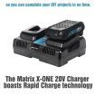 Matrix 20V Cordless Battery Charger 2.2A X-ONE Lithium Dual Garden Power Tools