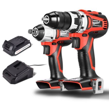 Matrix Power Tools 20V Cordless Brushless Drill + Brushless Impact Wrench Combo Kit