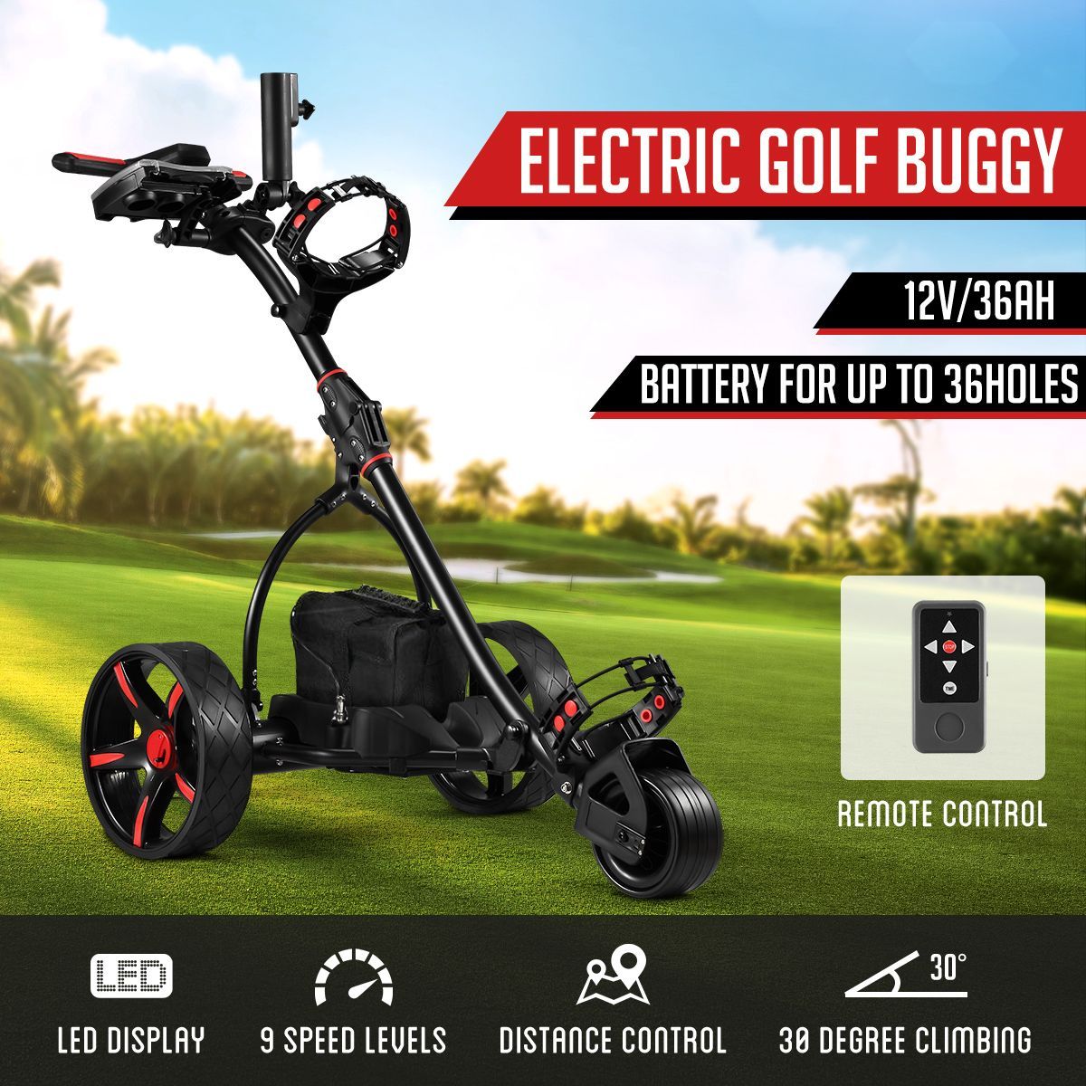 New Remote Control Golf Trolley 3 Distance Electric Foldable Golf Buggy Cart