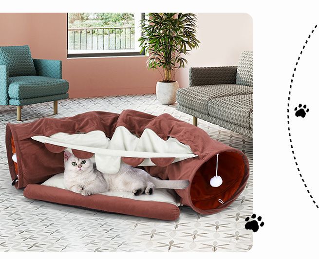 Petscene Pet Dog Cat Tunnel Bed Soft Cat Bed Mat Hanging Play Toys