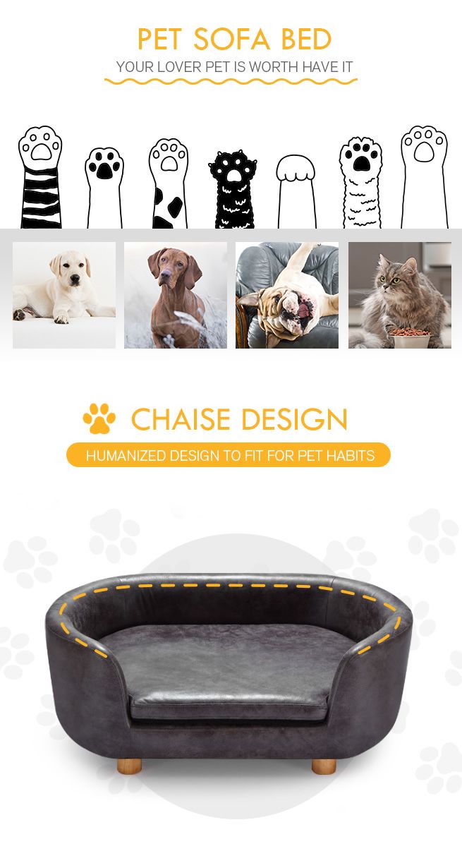 Petscene Large Dog Cat Bed Luxury PVC Leather Pet Bed Sofa Soft Lounge