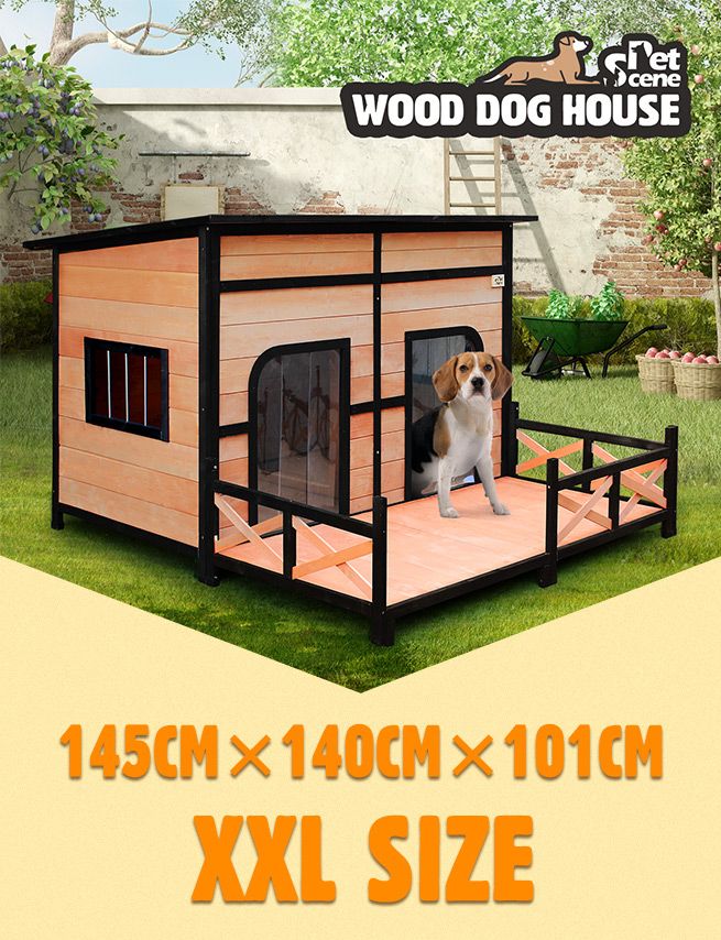 Petscene XXL Wooden Pet House Dogs Kennel Indoor Outdoor w/ Lift-UP ...