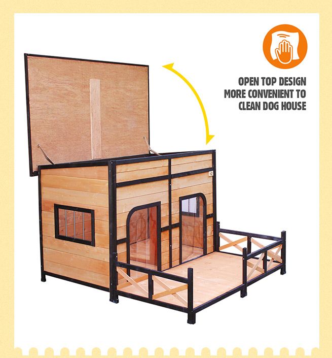 Petscene XXL Wooden Pet House Dogs Kennel Indoor Outdoor w/ LiftUP