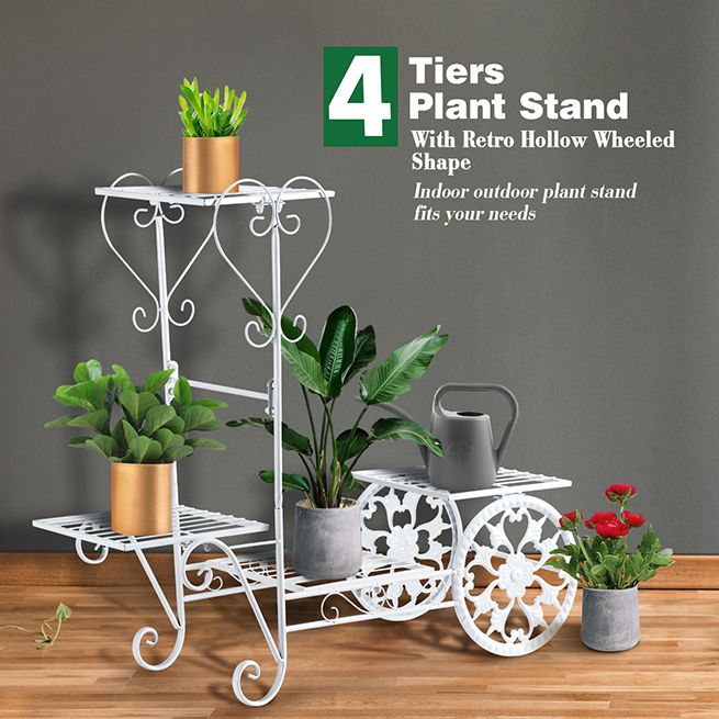 Metal Plant Stand 4 Tier Flower Pot, Metal Plant Stand With Shelves