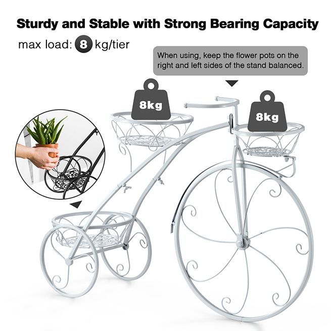 3 Tier Bicycle Shape Plant Stand Metal Flower Pot Holder Display Rack ...