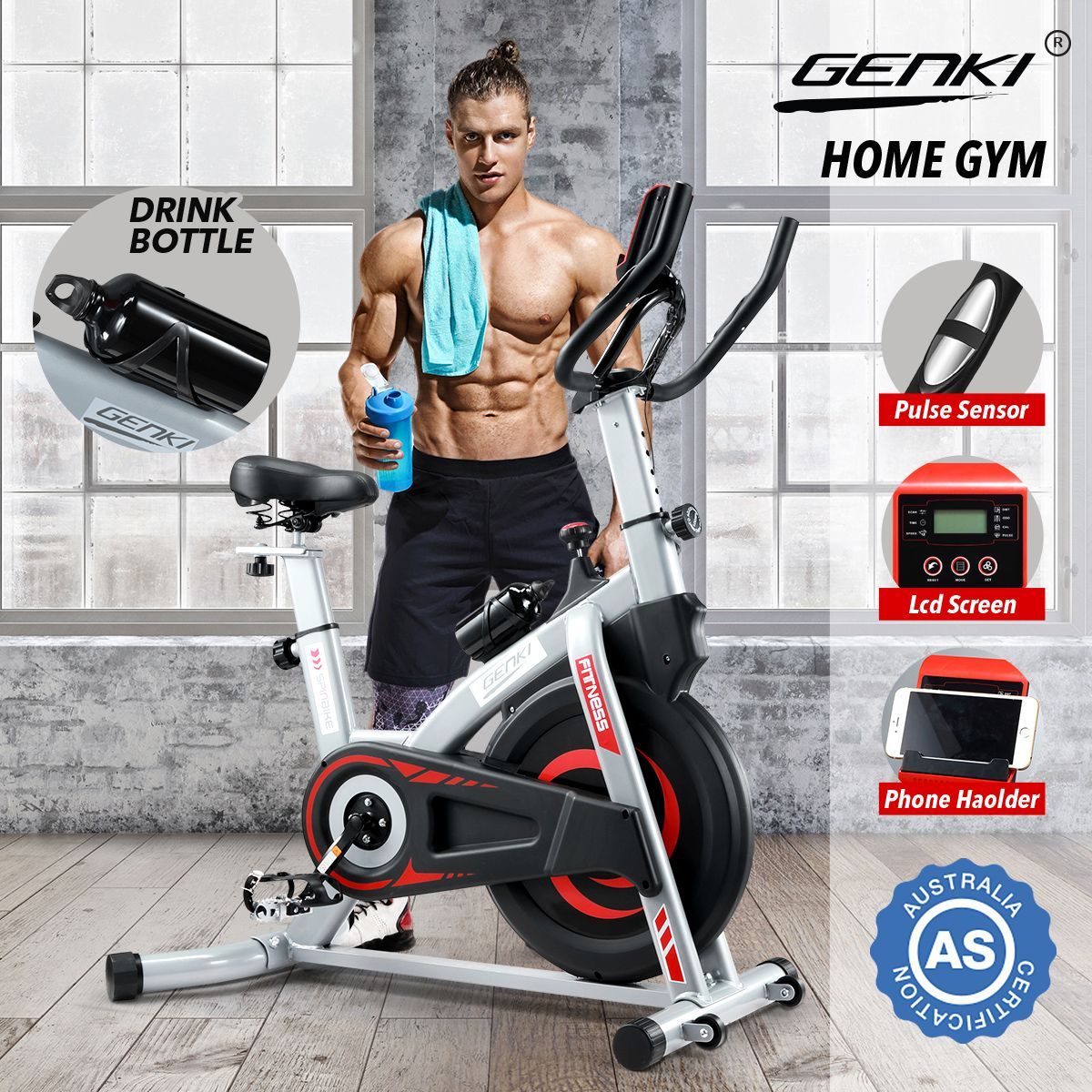 GENKI Spin Exercise Bike Training Bicycle with Adjustable Resistance