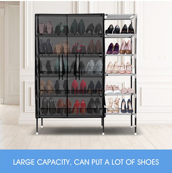 20 Pairs 5 Tier Metal Shoe Rack Cabinet Stackable Shelf Shoe Storage Organizer 2 Rows