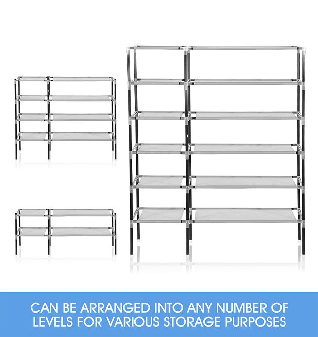 20 Pairs 5 Tier Metal Shoe Rack Cabinet Stackable Shelf Shoe Storage Organizer 2 Rows