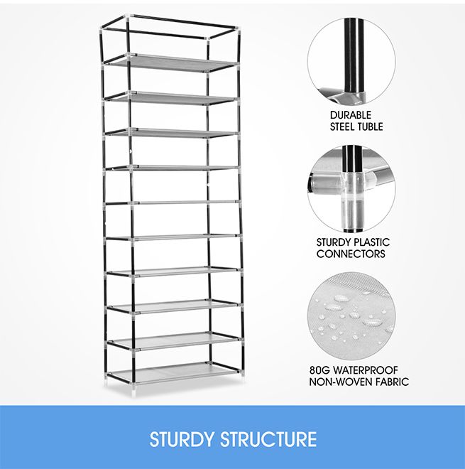 40 Pairs 10 Tier Shoe Rack Holder Portable Wardrobe Cabinet Storage Shelf Stand Ebay