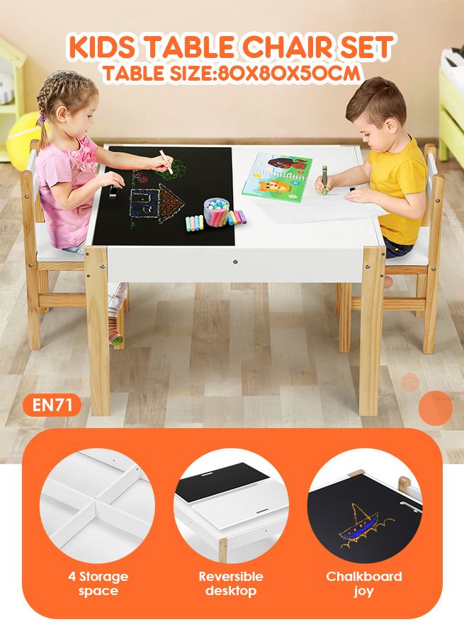 Kidbot Kids Activity Table And 2 Chairs, Toddler Activity Table With Storage