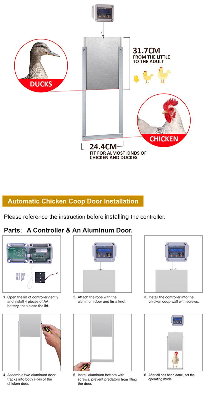 Automatic Chicken Door Opener Coop Auto House Cage Closer Controller
