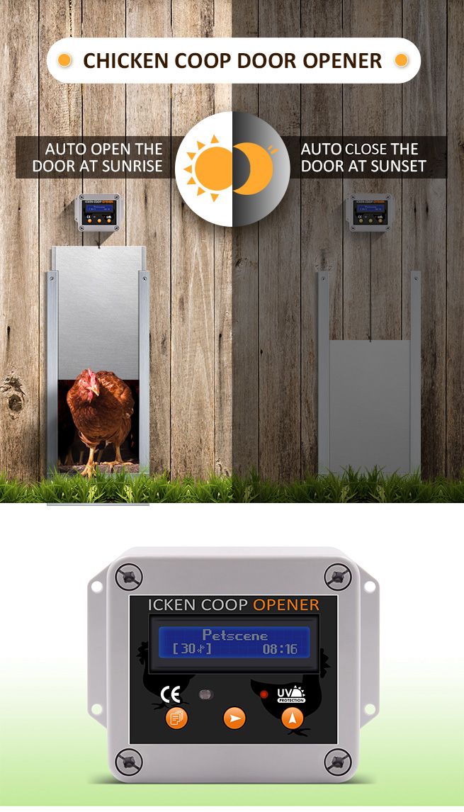 Petscene Automatic Chicken Coop Door Opener Controller Kit Timer Light