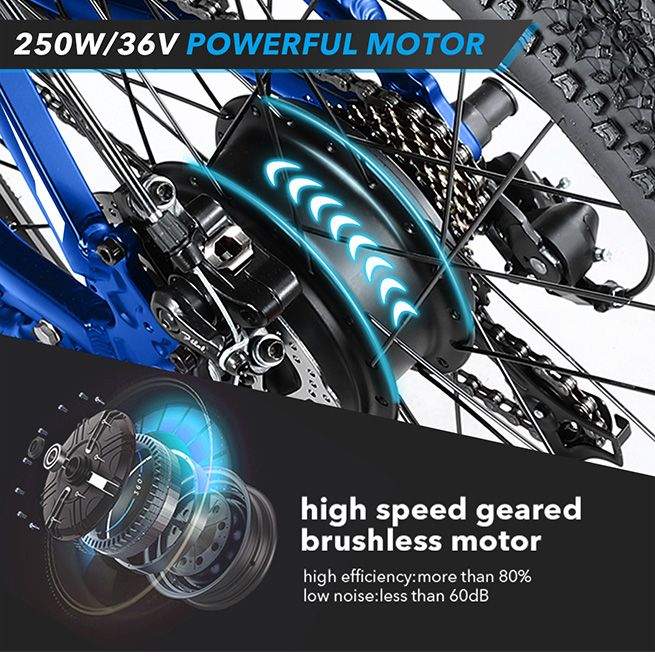 Auswheel 27.5  Electric Bike eBike Mountain Bicycle 36V 250W Brushless Motor 7 Speed Shifter