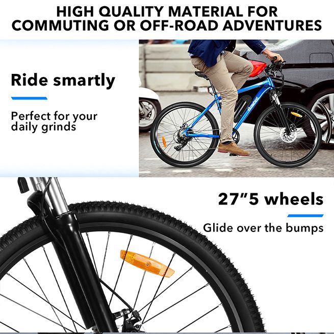 Auswheel 27.5  Electric Bike eBike Mountain Bicycle 36V 250W Brushless Motor 7 Speed Shifter