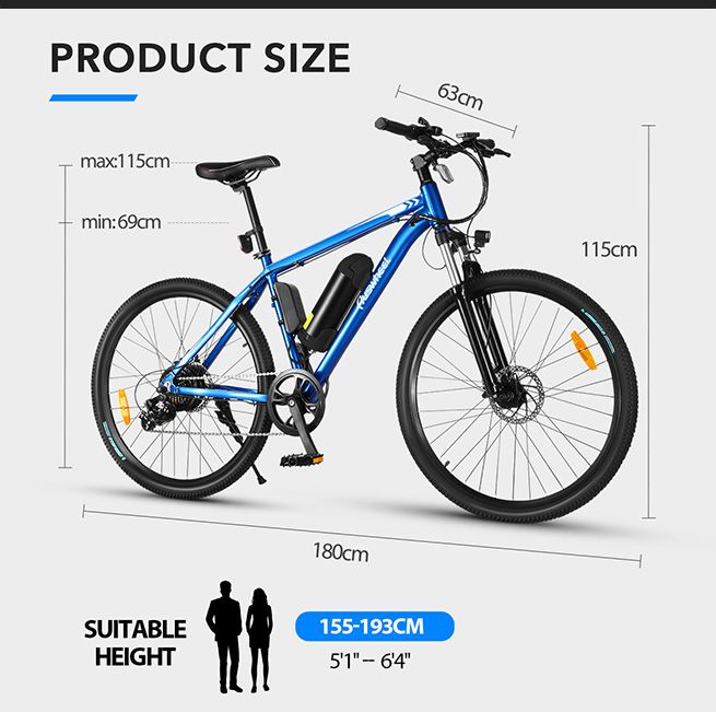 Auswheel 27.5  Electric Bike eBike Mountain Bicycle 36V 250W Brushless Motor 7 Speed Shifter