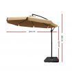 Instahut 3m Outdoor Umbrella w/Base Cantilever Garden Beach Patio Beige