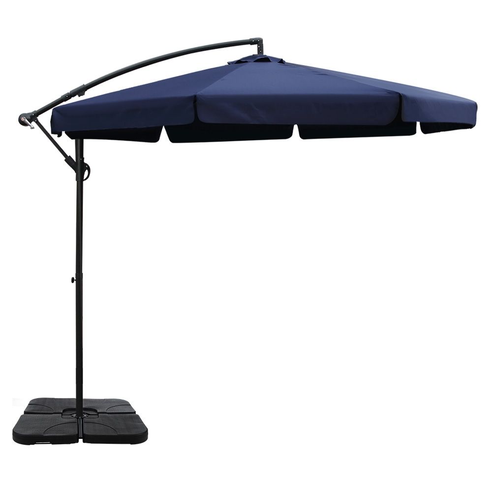 Instahut 3m Outdoor Umbrella w/Base Cantilever Garden Beach Patio Navy