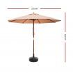 Instahut 2.7M Umbrella with Base Outdoor Pole Umbrellas Garden Stand Deck Beige