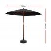 Instahut 3m Outdoor Umbrella w/Base Pole Umbrellas Garden Sun Stand Deck Black