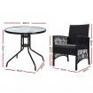Gardeon 3PC Bistro Set Outdoor Furniture Rattan Table Chairs Cushion Patio Garden Lyra
