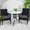 Gardeon 3PC Bistro Set Outdoor Furniture Rattan Table Chairs Cushion Patio Garden Lyra