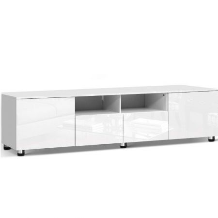 Artiss TV Cabinet Entertainment Unit Stand High Gloss Furniture 205cm White