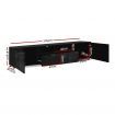 Artiss TV Cabinet Entertainment Unit Stand High Gloss Furniture 205cm Black