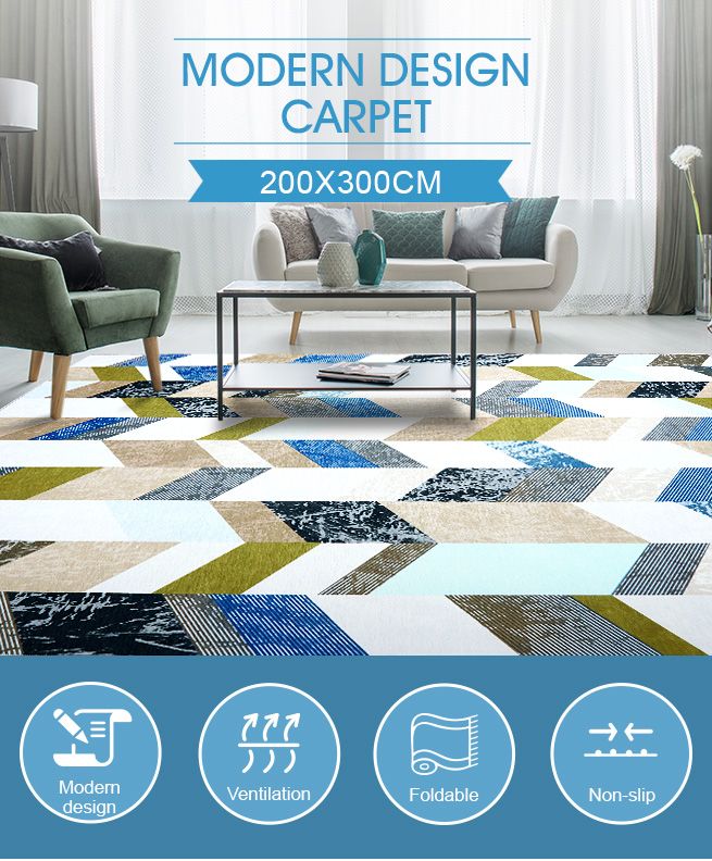 2x3m Large Floor Rug Super Soft Short Area Rug MultiStriped Carpet