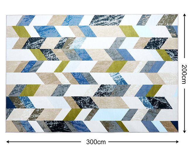 2x3m Large Floor Rug Super Soft Short Area Rug MultiStriped Carpet Floor Mat Lounge Space