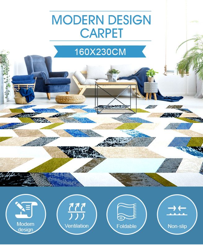 1.6x2.3m Large Floor Rug Super Soft Short Area Rug Multi Striped Carpet