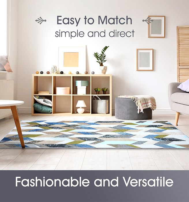 1.6x2.3m Large Floor Rug Super Soft Short Area Rug Multi Striped Carpet