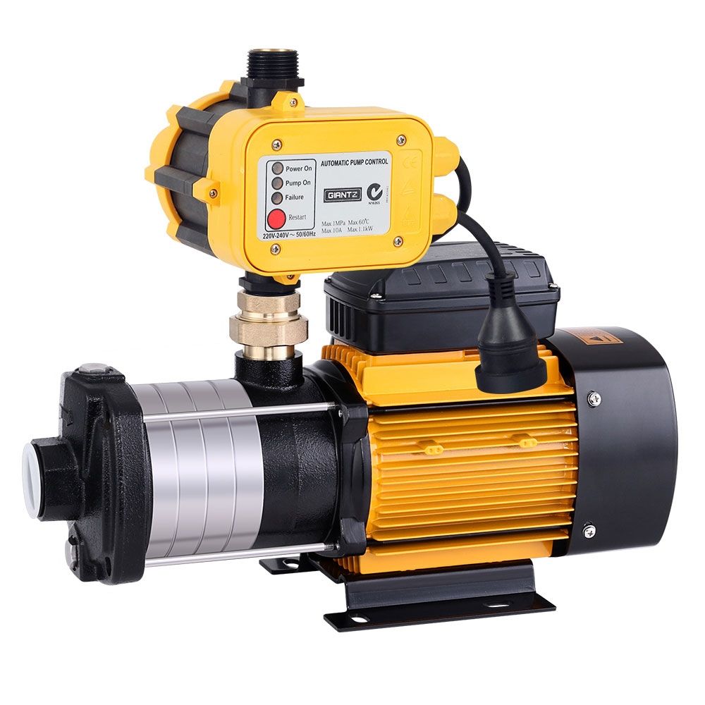 Giantz Multi Stage Water Pump Pressure Rain Tank Garden Farm House Irrigation 2000W Yellow Controller