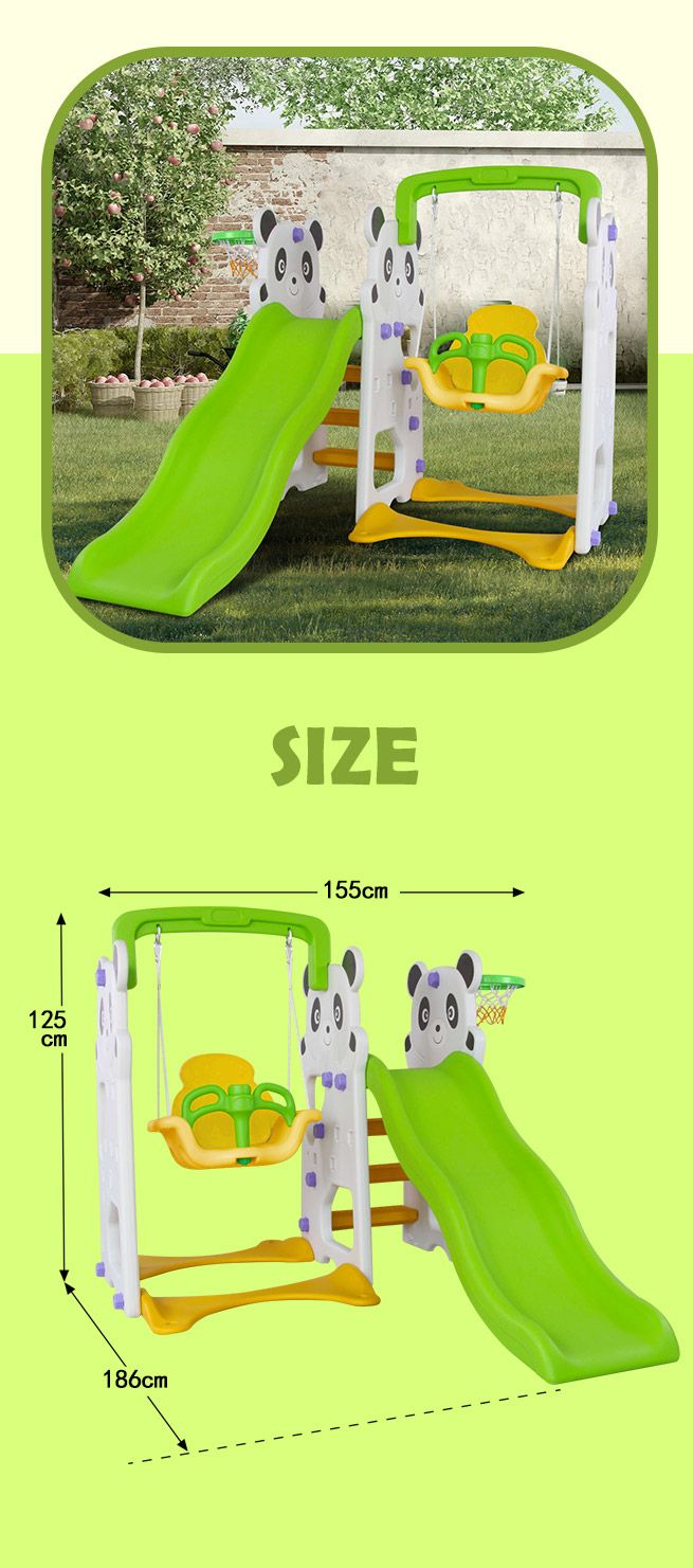 3in1 Kids Plastic Slide Swing Set with Basketball Hoop Crazy Sales