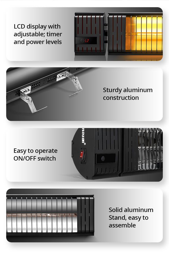 Maxkon Infrared Heater 3000W Wall Mount Outdoor Halogen Patio Heater w