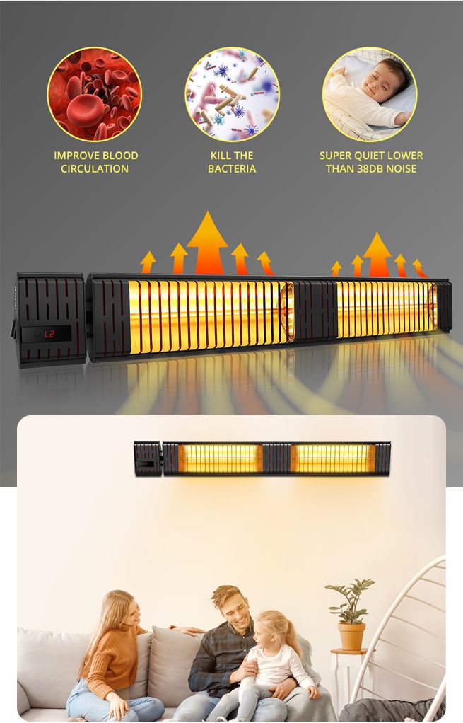Maxkon Infrared Heater 3000W Wall Mount Outdoor Halogen Patio Heater w