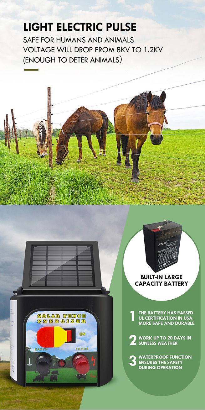 3km Solar Electric Fence Energiser 0.1 Joule Low Impedance Fence