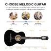 Melodic 38 Inch Round Acoustic Guitar Pack Classical Cutaway Black