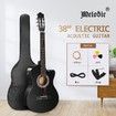 Melodic Black 38 Inch Electric Acoustic Guitar Classical Cutaway 6 Strings for Beginners w/ Bag 