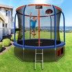 Genki 10ft Round Kids Trampoline with Safety Enclosure & Basketball Hoop 