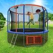 Genki 12ft Kids Round Trampoline with Safety Enclosure & Basketball Hoop