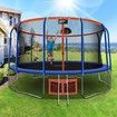 Genki 16ft Round Kids Trampoline with Safety Enclosure & Basketball Hoop